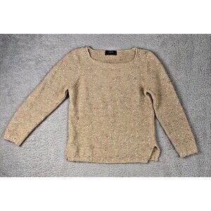 Sequins Tan Speckeled Merino Wool Sweater Italy Zanella by Massimo Molina SZ S